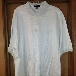 🙂Mens 2XL Nautica Cream and off White Short Sleeve Polo